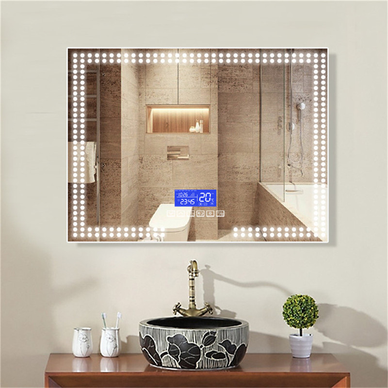 High Quality Wall Mounted Cooper-free led Lighted wandbadkamer spiegel met bluetooth Speaker