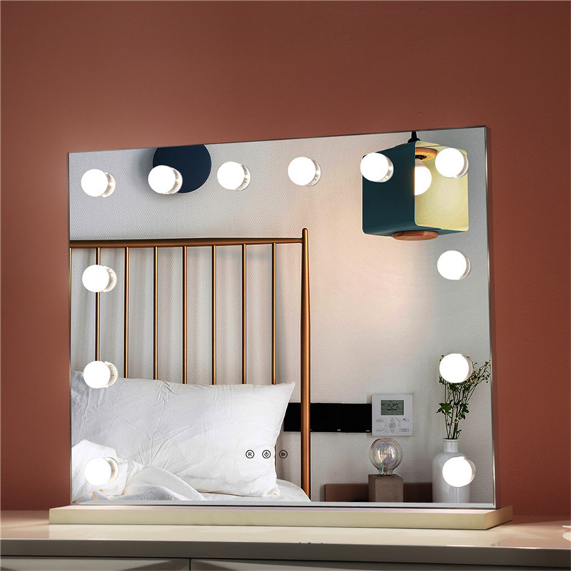 Slaapkamer Lighted Standing LED Cosmetic Mirror Dimmable Bulbs Make-up Vanity Hollywood Mirror